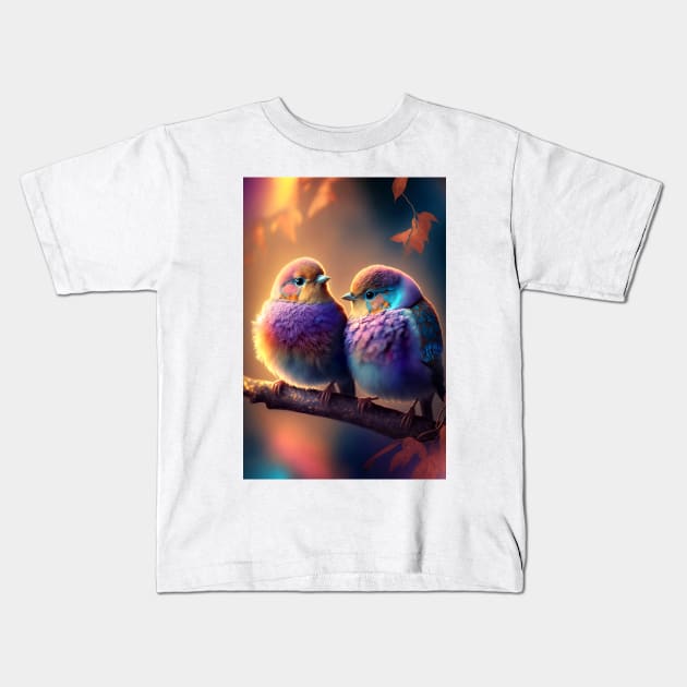 Love Birds Kids T-Shirt by redwitchart